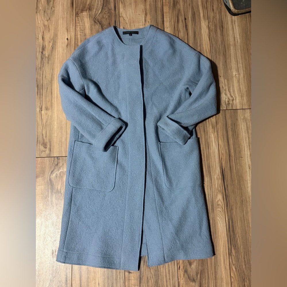 Ritva Falla Light Blue Women's button down 100% Wool Coat. Size XS. - Picture 3 of 7